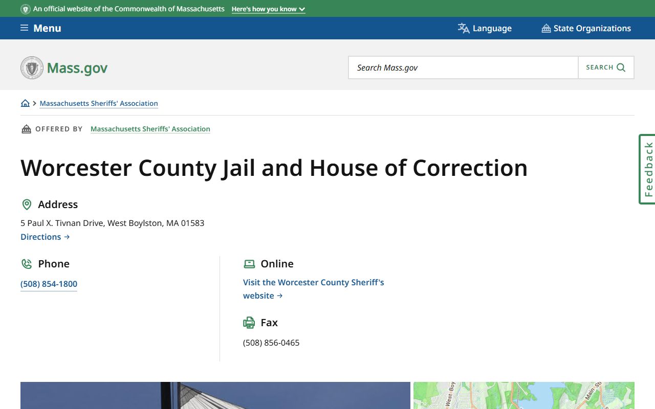 Worcester County Jail and House of Correction location record